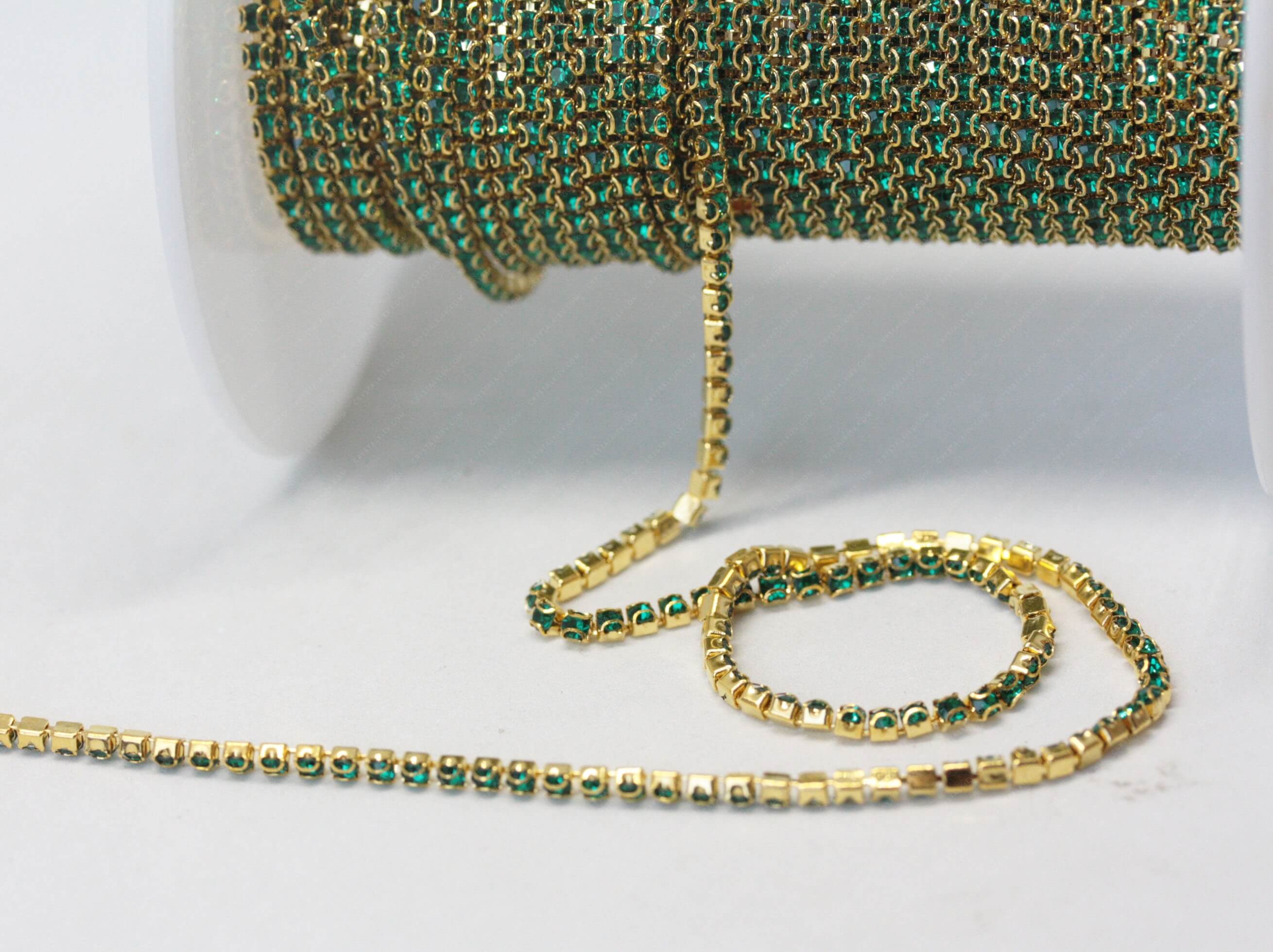 Ланцюжок стразовий Gold + Blue Zircon